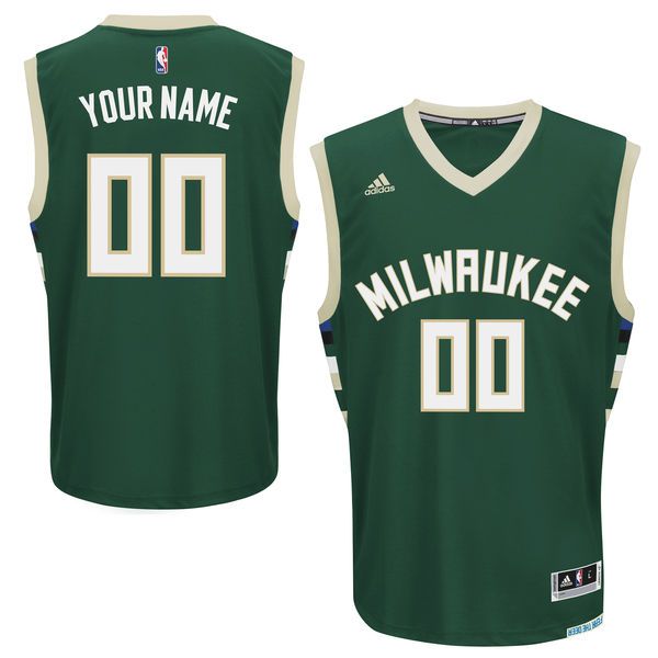 Men Milwaukee Bucks Adidas Hunter Green Custom Road Replica NBA Jersey->customized nba jersey->Custom Jersey
